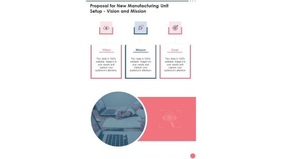 Proposal For New Manufacturing Unit Setup Vision And Mission One Pager Sample Example Document Proposal For New Manufacturing Unit Setup Vision And Mission One Pager Sample Example Document