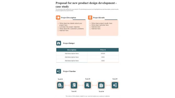 Proposal For New Product Design Development Case Study One Pager Sample Example Document