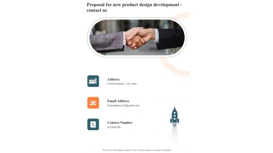 Proposal For New Product Design Development Contact Us One Pager Sample Example Document