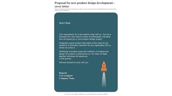 Proposal For New Product Design Development Cover Letter One Pager Sample Example Document Proposal For New Product Design Development Cover Letter One Pager Sample Example Document