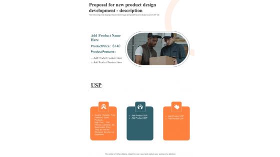 Proposal For New Product Design Development Description One Pager Sample Example Document Proposal For New Product Design Development Description One Pager Sample Example Document