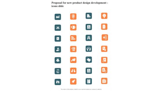 Proposal For New Product Design Development Icons Slide One Pager Sample Example Document