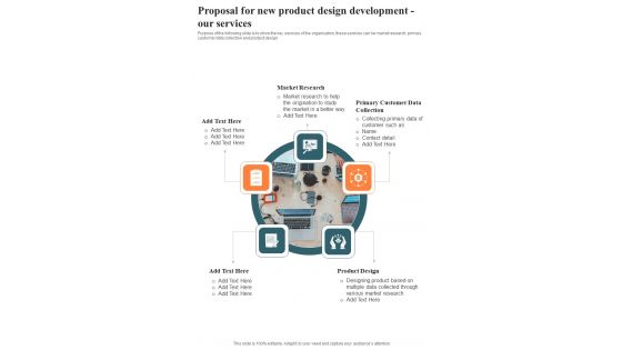 Proposal For New Product Design Development Our Services One Pager Sample Example Document Proposal For New Product Design Development Our Services One Pager Sample Example Document
