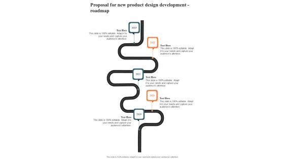 Proposal For New Product Design Development Roadmap One Pager Sample Example Document