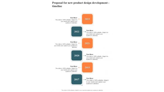 Proposal For New Product Design Development Timeline One Pager Sample Example Document