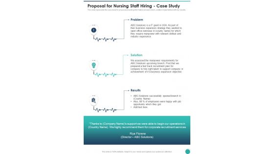 Proposal For Nursing Staff Hiring Case Study One Pager Sample Example Document