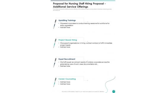 Proposal For Nursing Staff Hiring Proposal Additional Service Offerings One Pager Sample Example Document Proposal For Nursing Staff Hiring Proposal Additional Service Offerings One Pager Sample Example Document