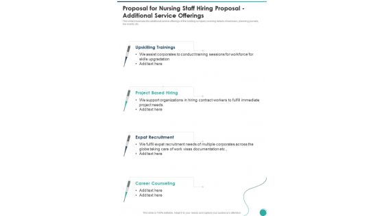 Proposal For Nursing Staff Hiring Proposal Additional Service Offerings One Pager Sample Example Document