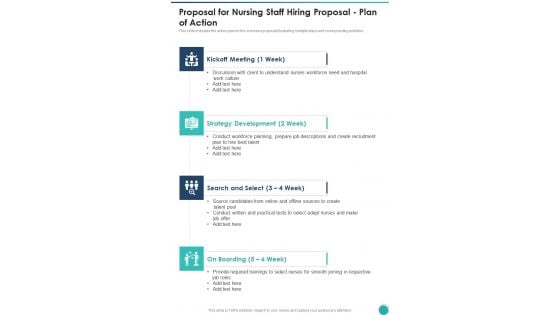 Proposal For Nursing Staff Hiring Proposal Plan Of Action One Pager Sample Example Document