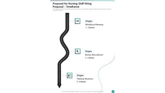 Proposal For Nursing Staff Hiring Proposal Timeframe One Pager Sample Example Document