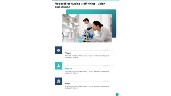 Proposal For Nursing Staff Hiring Vision And Mission One Pager Sample Example Document