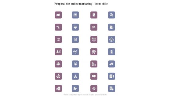 Proposal For Online Marketing Icons Slide One Pager Sample Example Document