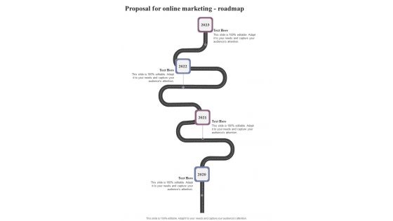 Proposal For Online Marketing Roadmap One Pager Sample Example Document