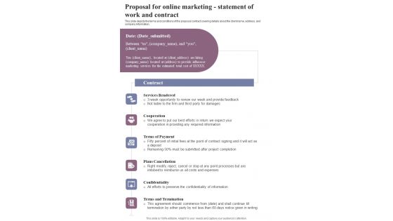 Proposal For Online Marketing Statement Of Work And Contract One Pager Sample Example Document Proposal For Online Marketing Statement Of Work And Contract One Pager Sample Example Document