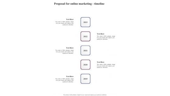 Proposal For Online Marketing Timeline One Pager Sample Example Document