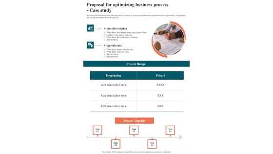 Proposal For Optimizing Business Process Case Study One Pager Sample Example Document