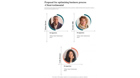 Proposal For Optimizing Business Process Client Testimonial One Pager Sample Example Document Proposal For Optimizing Business Process Client Testimonial One Pager Sample Example Document