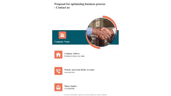 Proposal For Optimizing Business Process Contact Us One Pager Sample Example Document