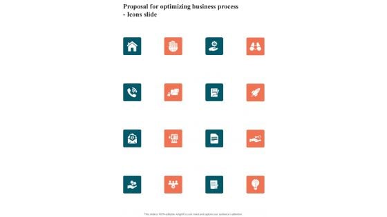 Proposal For Optimizing Business Process Icons Slide One Pager Sample Example Document