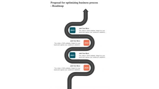 Proposal For Optimizing Business Process Roadmap One Pager Sample Example Document