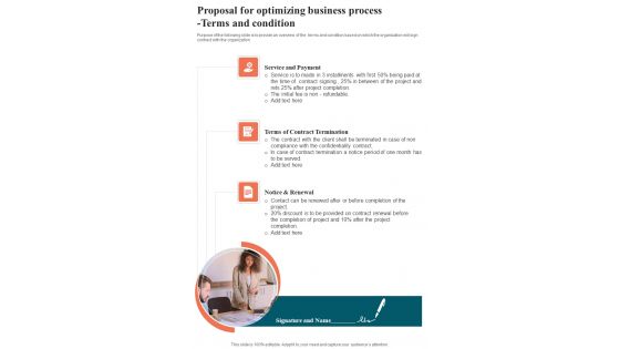 Proposal For Optimizing Business Process Terms And Condition One Pager Sample Example Document Proposal For Optimizing Business Process Terms And Condition One Pager Sample Example Document