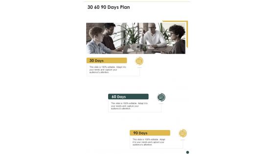 Proposal For PR Campaign 30 60 90 Days Plan One Pager Sample Example Document