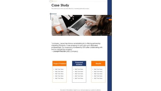 Proposal For Partnership Marketing Strategies Case Study One Pager Sample Example Document