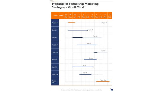 Proposal For Partnership Marketing Strategies Gantt Chart One Pager Sample Example Document