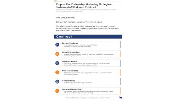 Proposal For Partnership Marketing Strategies Statement Of Work And Contract One Pager Sample Example Document Proposal For Partnership Marketing Strategies Statement Of Work And Contract One Pager Sample Example Document