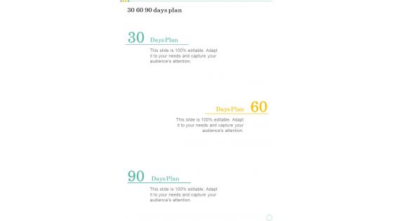 Proposal For Preparing JD 30 60 90 Days Plan One Pager Sample Example Document