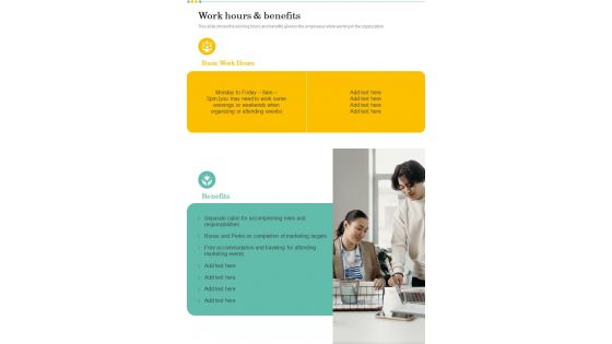 Proposal For Preparing JD Work Hours And Benefits One Pager Sample Example Document