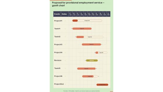 Proposal For Provisional Employment Service Gantt Chart One Pager Sample Example Document