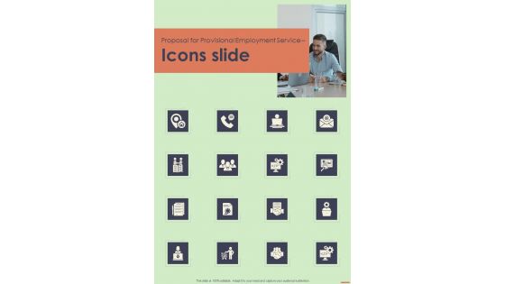 Proposal For Provisional Employment Service Icons Slide One Pager Sample Example Document Proposal For Provisional Employment Service Icons Slide One Pager Sample Example Document