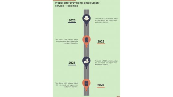 Proposal For Provisional Employment Service Roadmap One Pager Sample Example Document