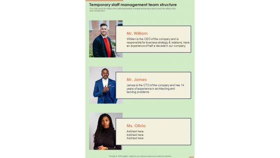 Proposal For Provisional Employment Service Temporary Staff One Pager Sample Example Document Proposal For Provisional Employment Service Temporary Staff One Pager Sample Example Document