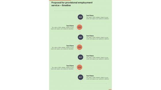 Proposal For Provisional Employment Service Timeline One Pager Sample Example Document