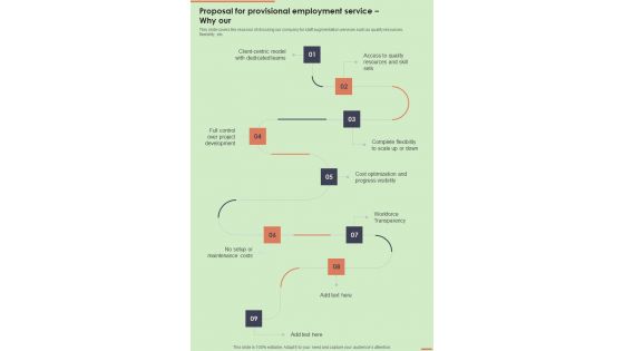 Proposal For Provisional Employment Service Why Our One Pager Sample Example Document Proposal For Provisional Employment Service Why Our One Pager Sample Example Document