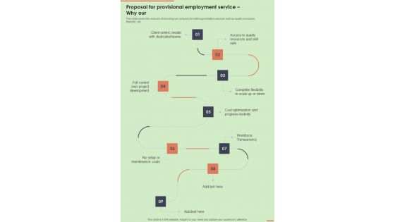 Proposal For Provisional Employment Service Why Our One Pager Sample Example Document