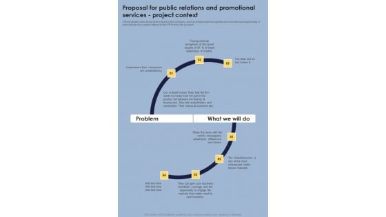 Proposal For Public Relations And Promotional Services Project Context One Pager Sample Example Document Proposal For Public Relations And Promotional Services Project Context One Pager Sample Example Document