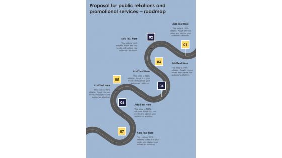 Proposal For Public Relations And Promotional Services Roadmap One Pager Sample Example Document