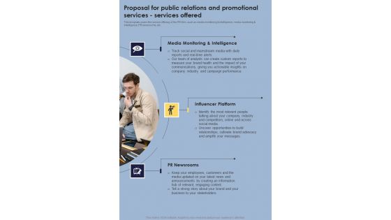 Proposal For Public Relations And Promotional Services Services Offered One Pager Sample Example Document Proposal For Public Relations And Promotional Services Services Offered One Pager Sample Example Document