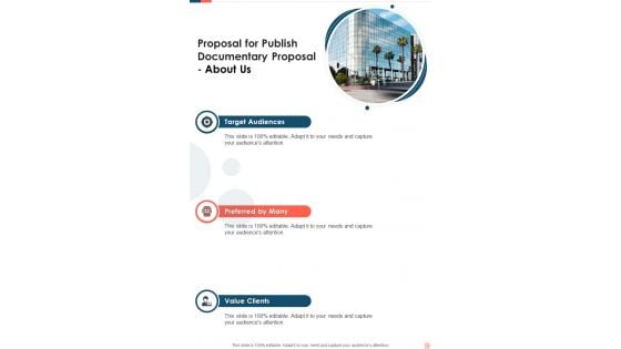 Proposal For Publish Documentary Proposal About Us One Pager Sample Example Document