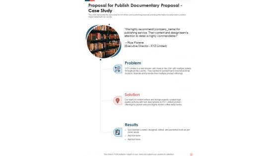 Proposal For Publish Documentary Proposal Case Study One Pager Sample Example Document