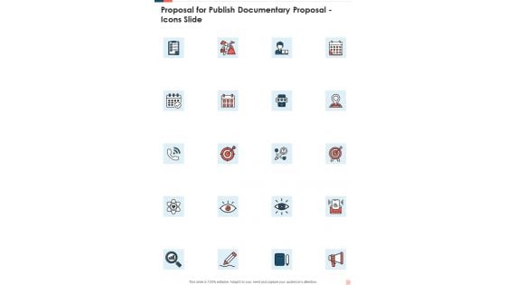 Proposal For Publish Documentary Proposal Icons Slide One Pager Sample Example Document Proposal For Publish Documentary Proposal Icons Slide One Pager Sample Example Document