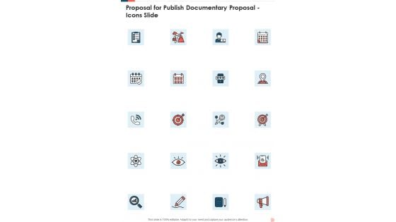 Proposal For Publish Documentary Proposal Icons Slide One Pager Sample Example Document