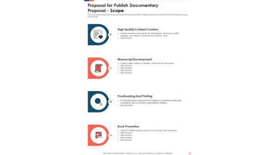 Proposal For Publish Documentary Proposal Scope One Pager Sample Example Document