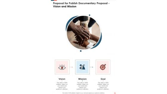 Proposal For Publish Documentary Proposal Vision And Mission One Pager Sample Example Document