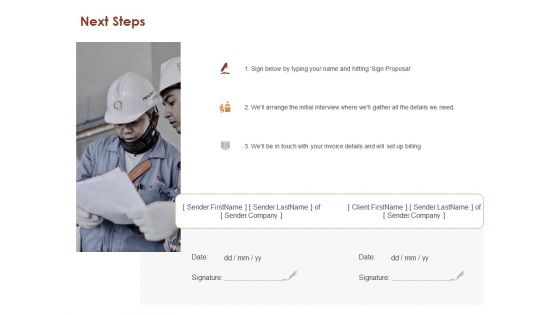 Proposal For Purchasing New Equipment Next Steps Ppt Layouts Slide Portrait PDF