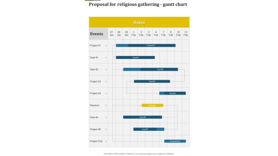 Proposal For Religious Gathering Gantt Chart One Pager Sample Example Document