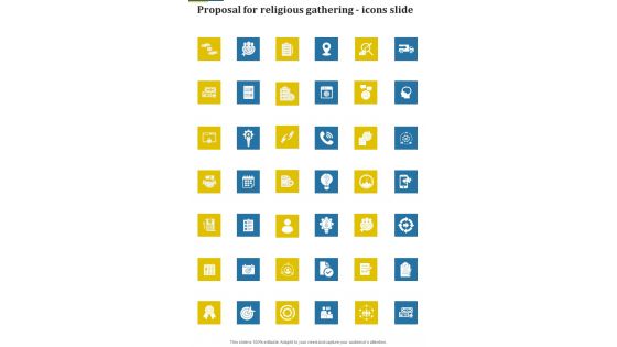 Proposal For Religious Gathering Icons Slide One Pager Sample Example Document Proposal For Religious Gathering Icons Slide One Pager Sample Example Document